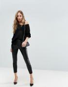 Sisley Faux Leather Cropped Pants - Black