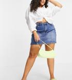 Simply Be Denim Mini Skirt In Blue-blues