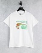 Daisy Street Relaxed T-shirt With Pensacola Beach Print-white