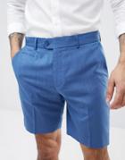 Asos Design Slim Mid Length Smart Shorts In Pale Blue - Blue