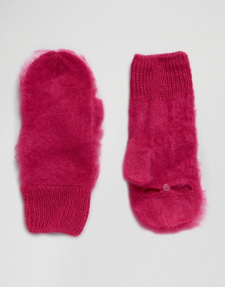 Asos Fluffy Mitten - Black