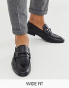 Silver Street Wide Fit Leather Metal Bar Loafer In Black