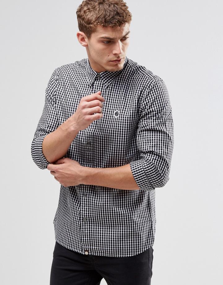 Pretty Green Shirt In Gingham In Black In Classic Regular Fit - Black