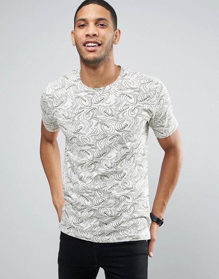 Only & Sons T-shirt With All Over Print - Green