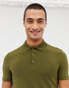 Asos Design Muscle Fit Polo In Jersey In Green - Green