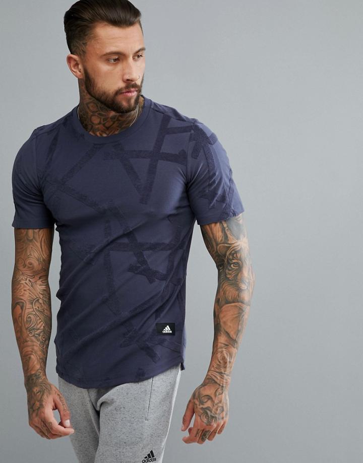 Adidas Athletics Id Terry Lopp T-shirt In Blue Bq0722 - Blue