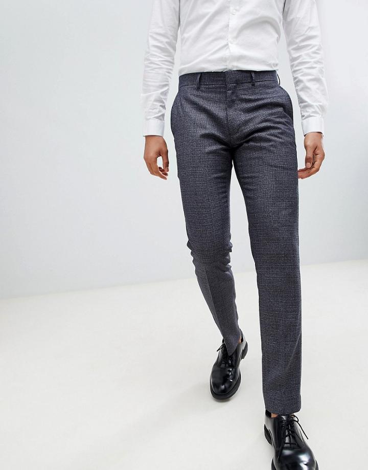 Farah Skinny Smart Pants In Check Texture - Blue