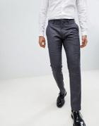 Farah Skinny Smart Pants In Check Texture - Blue