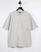 Only & Sons Organic Cotton Oversized Double Pocket T-shirt In Gray-grey