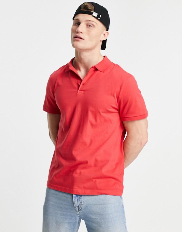 Asos Design Organic Polo In Red