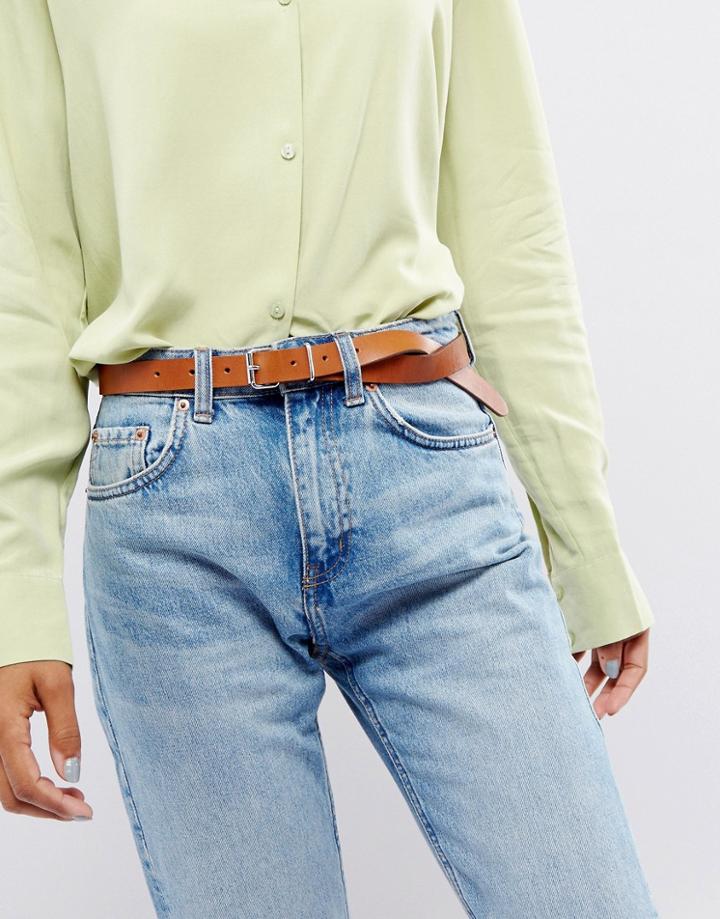 Weekday Slim Leather Belt - Tan