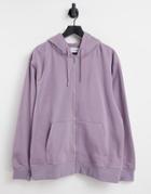 Topman Recycled Polyester Blend Full Zip Hoodie In Lilac - Part Of A Set-purple
