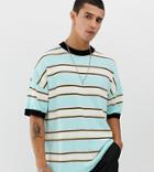 Collusion Striped Short Sleeve Sweater-multi