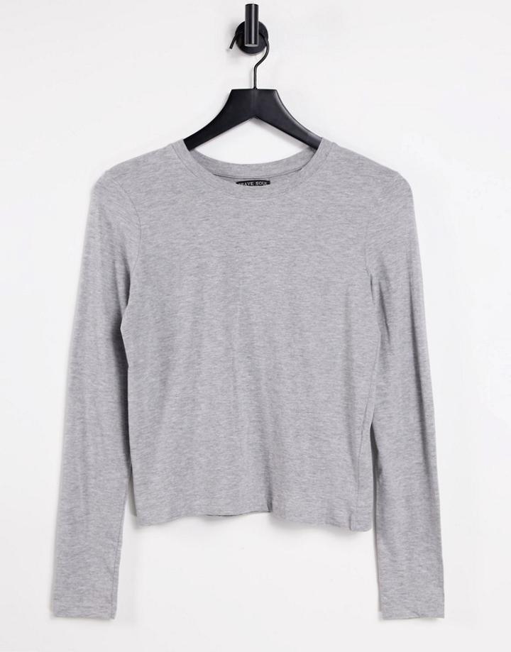 Brave Soul Ellie Long Sleeve T-shirt In Gray-grey