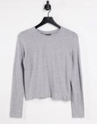Brave Soul Ellie Long Sleeve T-shirt In Gray-grey
