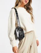 Glamorous Patent Boxy Bag With Studded Strap In Black