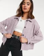 Asos Design Jersey Boxy Shacket 3-piece Suit In Pastel Check-multi