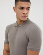 Asos Design Muscle Fit Jersey Polo In Gray-beige