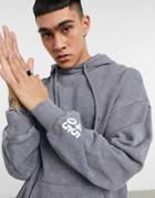 Asos 4505 Oversized Hoodie With Acid Wash-grey