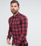 Asos Tall Skinny Western Buffalo Plaid Shirt - Red