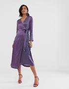 Closet Bell Sleeved Wrap Dress - Gray