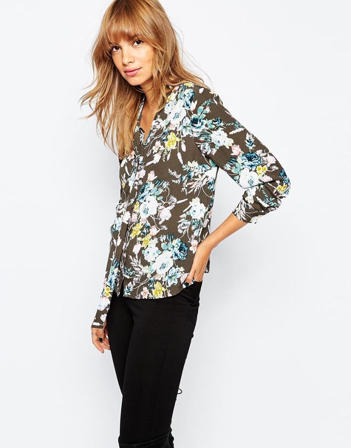 Vila Pussy Bow Floral Blouse - Multi