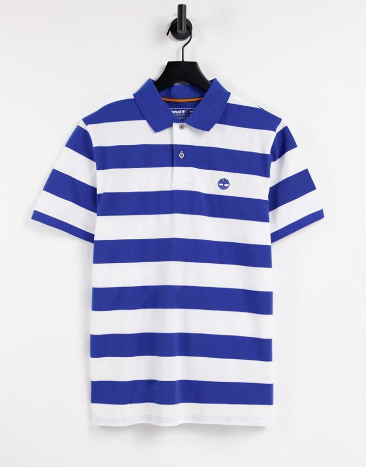 Timberland Short Sleeve Polo In Blue Stripe-blues