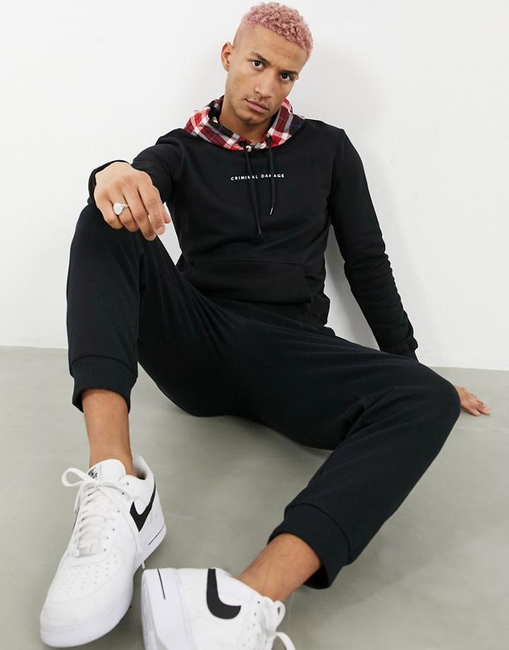 Criminal Damage Oversized Jack Hoodie In Black