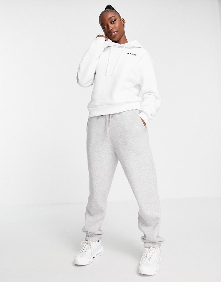 Na-kd Organic Cotton Logo Print Hoodie In White