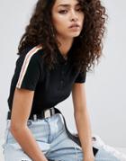 Asos Polo Top With Bright Contrast Stripe - Black