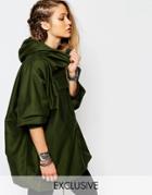 Reclaimed Vintage Pull Over Hooded Festival Jacket - Khaki
