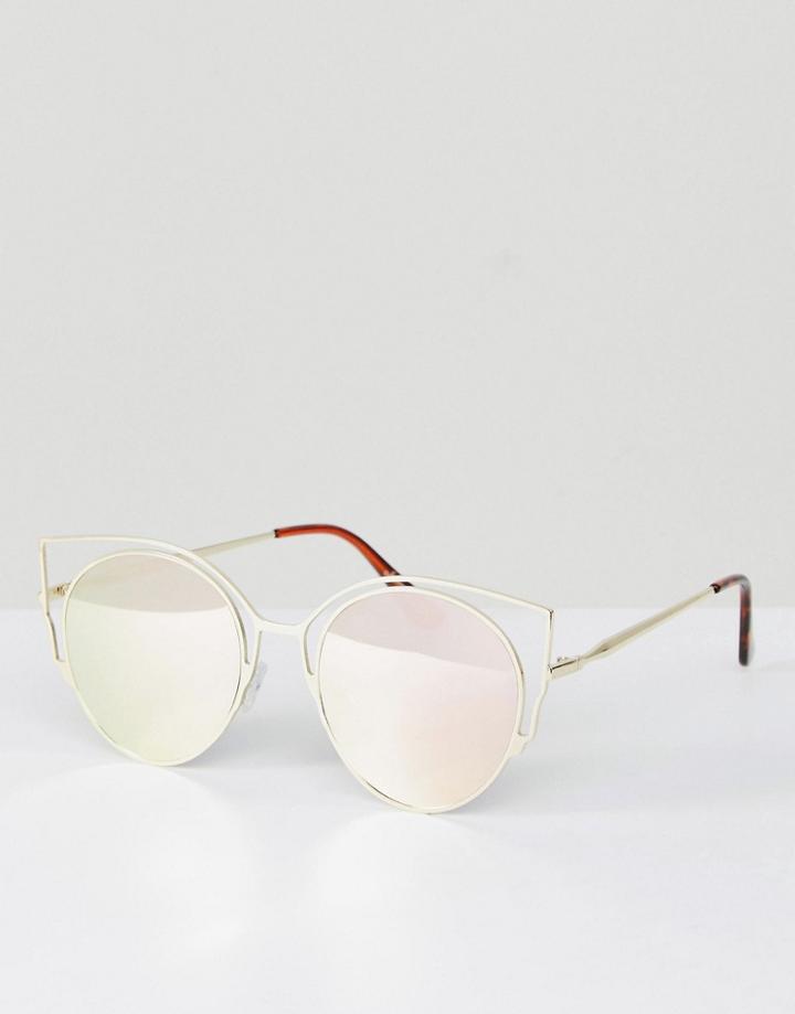 Jeepers Peepers Cat Eye Sunglasses In Rose Gold - Gold