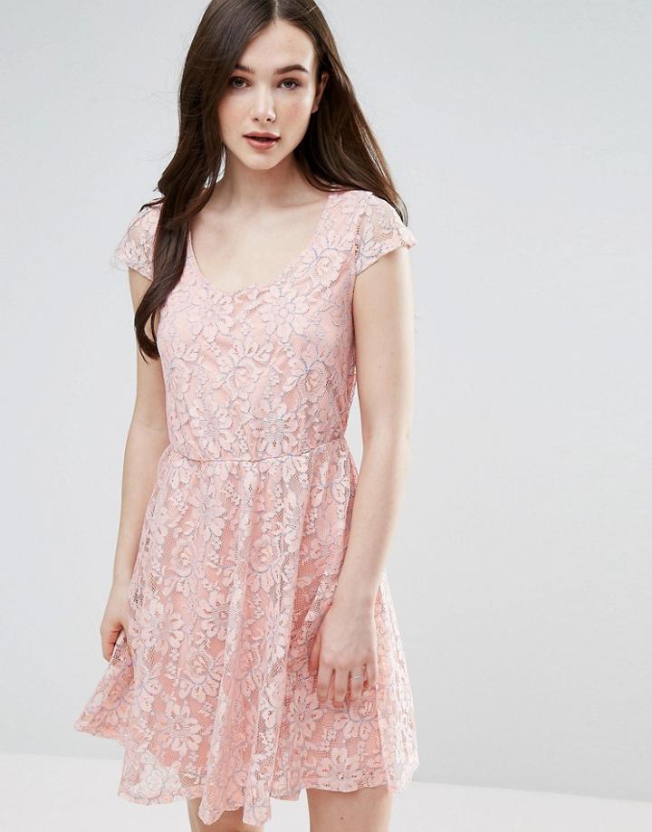 Pussycat London Lace Skater Dress - Pink