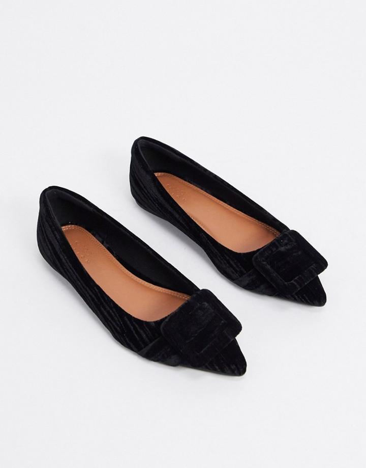 Asos Design Lilo Pointed Ballet Flats In Black Velvet