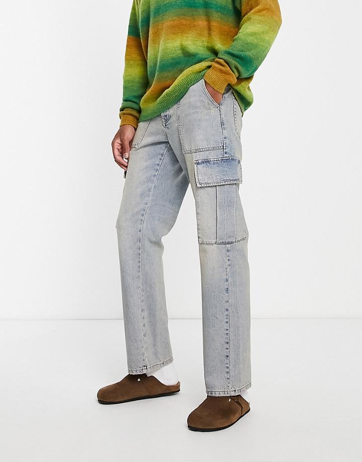 Topman Cargo Jeans In Green Cast-blues