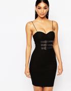 Rare London Buckle Front Mini Body-conscious Dress - Black