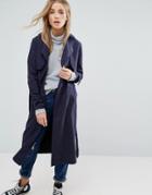 New Look Lightweight Belted Coat - Blue