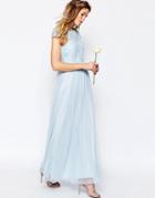 Vila Lace Top Button Back Maxi Dress - Blue