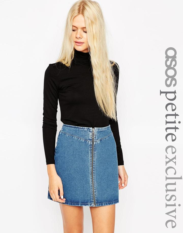 Asos Petite Turtleneck Top With Long Sleeve - Black