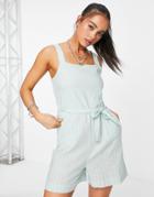 Only Romper With Tie Waist In Stripe-green