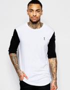 Religion Exclusive Long Sleeve Top With Contrast Sleeves In Longline - White