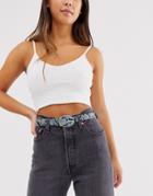 Pieces Snake Print Belt In Pastel Blue