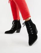 Asos Design Ritz Suede Lace Up Ankle Boots - Black