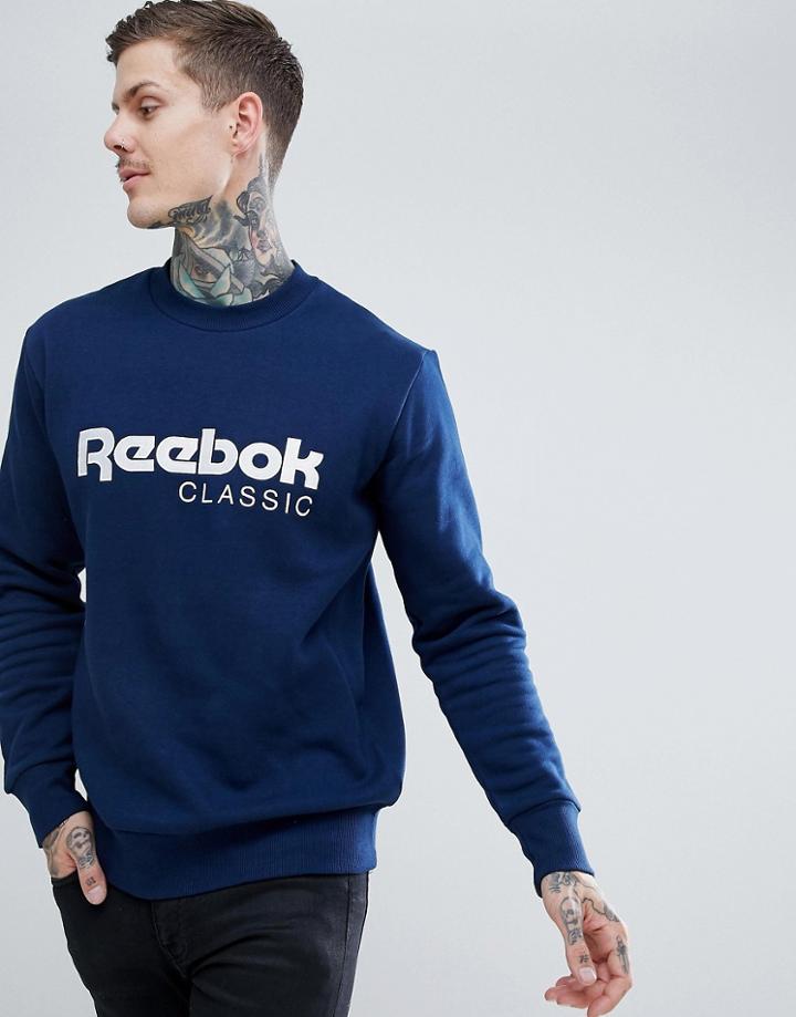 Reebok Classic Logo Sweatshirt In Navy Cz0302-black