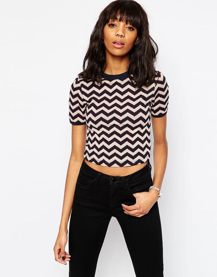 Asos Top In Zig Zag Jacquard