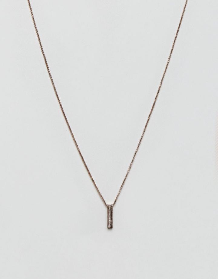 Icon Brand Pinstripe Pendant Necklace In Rose Gold - Gold