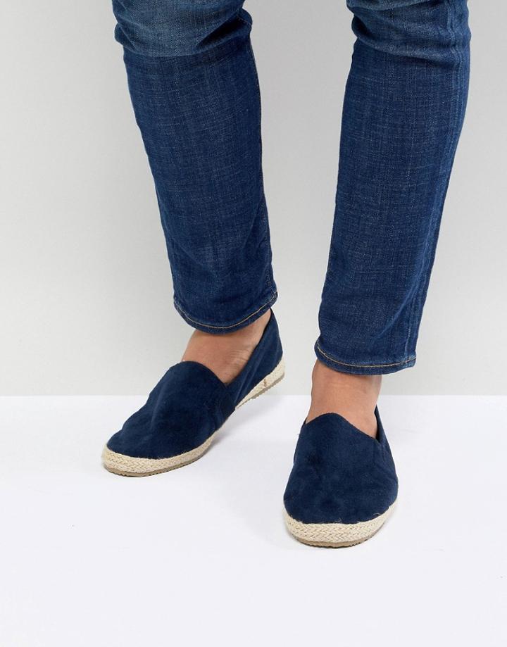 Brave Soul Faux Suede Espadrilles In Navy - Blue