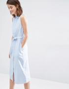 Warehouse Midi Shirt Dress - Light Blue