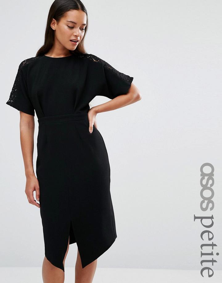 Asos Petite Wiggle Dress With Lace Insert - Multi