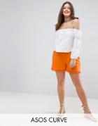 Asos Curve Shorts With Tassle Hem - Orange